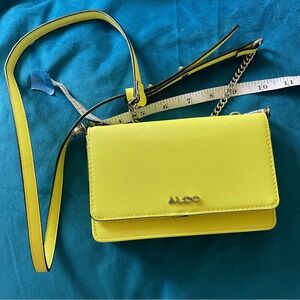 ALDO neon yellow green Crossbody Bag with Chain and Leather Strap